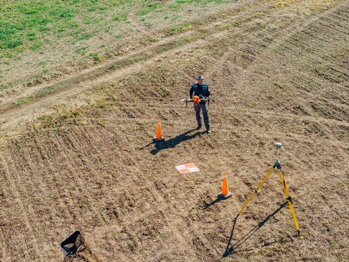 Aerial view of productive land